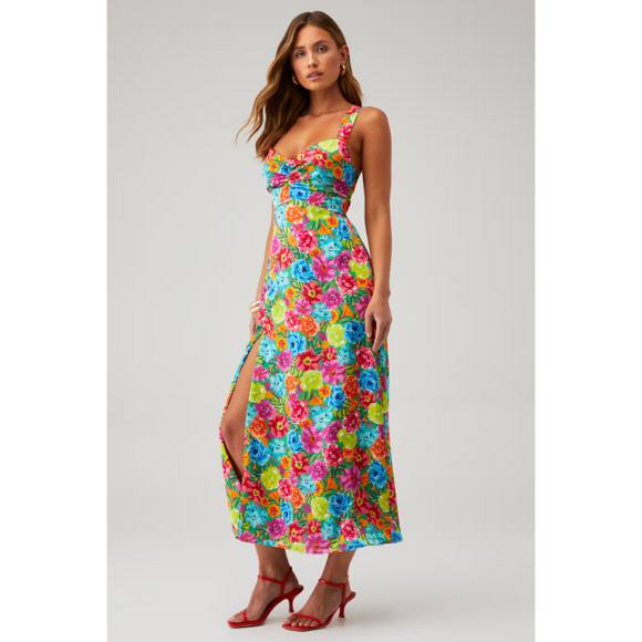 Show Me Your Mumu Dresses & Skirts - Show Me Your Mumu | Mina Midi Dress in Bright Floral| FashionPass in Brown